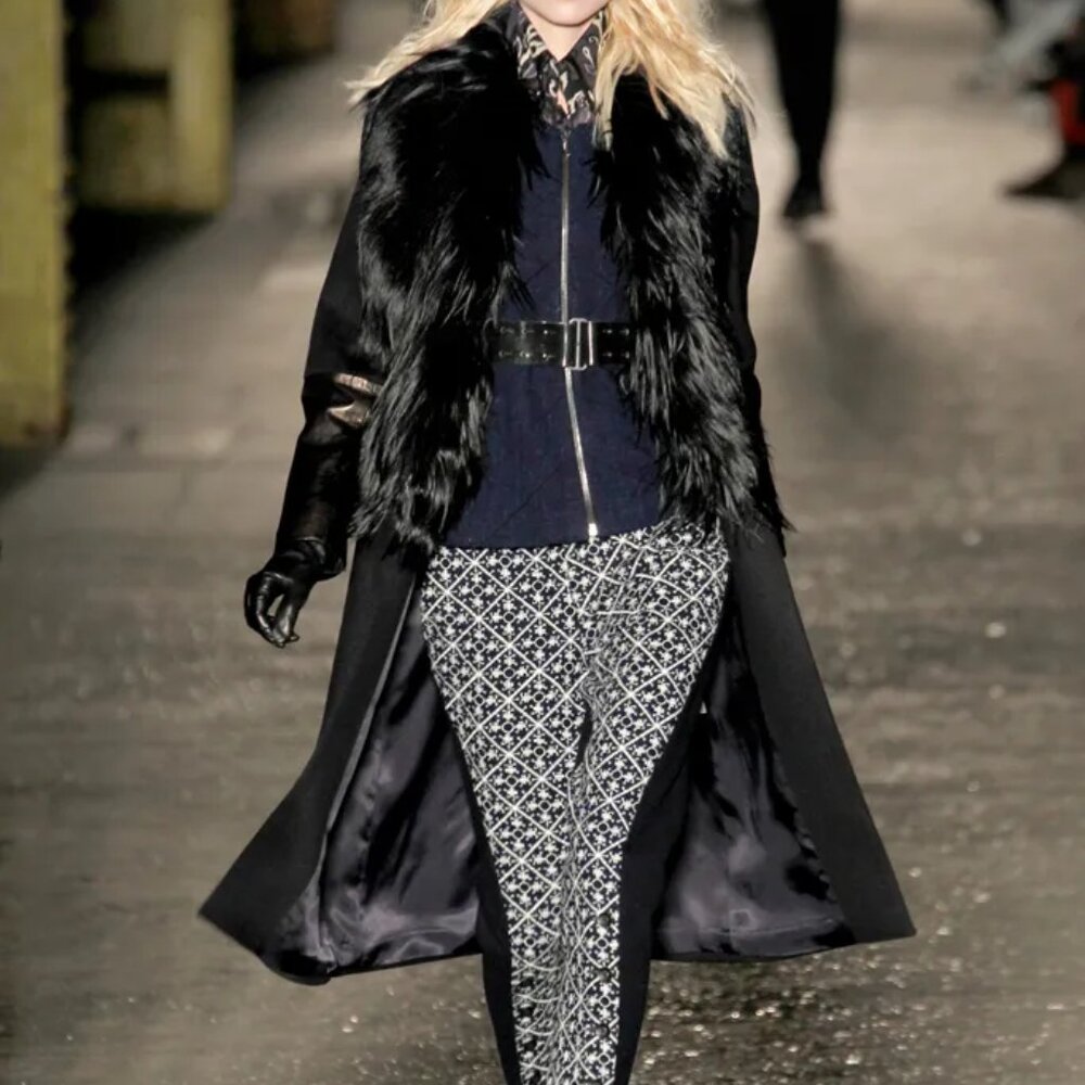 Rag & Bone Black Scalpel Virgin Wool Leather Goat Fur Coat FW12